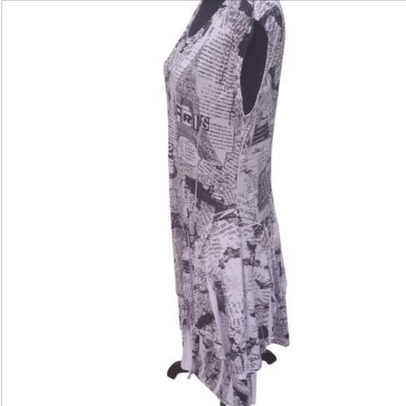 Danaili Black White Newspaper Paris Print Dress Size XL - Picture 2 of 10
